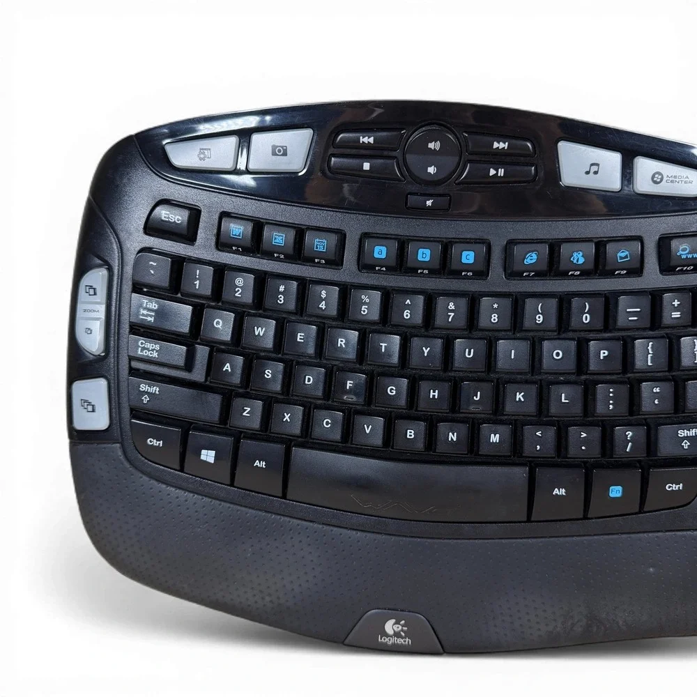 Logitech K350 Keyboard Wave Comfort Ergonomic Wireless Keyboard Black No Dongle